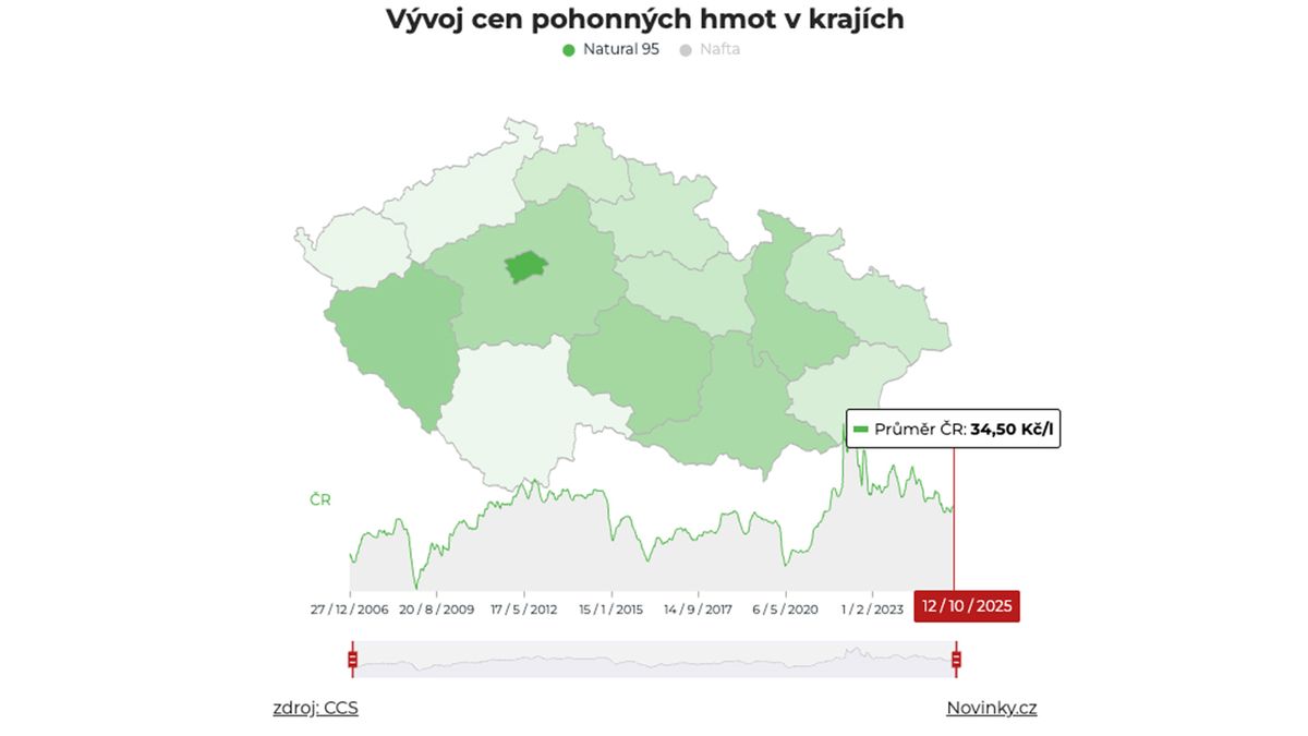 Cena benzinu v Česku stagnovala, nafta zdražila